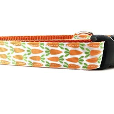 Imagem de Coleira Spring Dog, design canino, dia dos namorados, dia de São Patrício, Páscoa, 2,54 cm de largura, ajustável, nylon, médio e grande (cenouras, médio 33-48 cm)