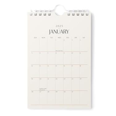 Imagem de Karto Mini calendário de parede 2025 - vertical 15 x 23 cm até junho de 2026 - pequeno, versátil e fácil de planejar com o calendário mensal de mesa estética - bege