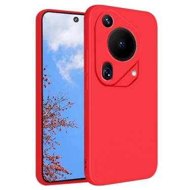 Imagem de Yarxiawin Capa para Huawei Pura 70 Ultra de silicone macio à prova de choque Huawei Pura 70 Ultra capa protetora roxa fina capa protetora antiimpressão digital fofa (vermelha)