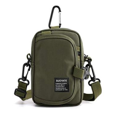 Imagem de Lohol Coldre para celular multifuncional, bolsa de ombro único com mosquetão, bolsa de cinto tático para uso ao ar livre, bolsa de segurança, bolso para dispositivos de até 16,5 cm (verde-militar)