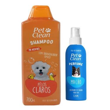 Imagem de Kit Shampoo Condicionador Perfume Banho Cães Gatos Clareador - Pet Cle