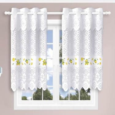 Imagem de Beija Flor, Cortina Pia c/Bando Vitro Real Renda Cozinha 1,60x0,80x0,20 Cor:Limão