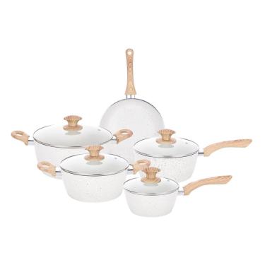 Imagem de Jogo De Panelas Cerâmica Indução Tampa De Vidro 5 Peças