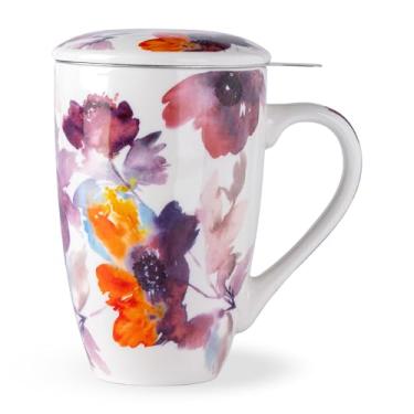 Imagem de AmorArc Caneca De Chá De Porcelana Com Infusor E Tampa, Xícara De Chá De 18 Oz Com Alça Para Chá De Folhas Soltas, Presente Para Amantes De Chá De Homens E Mulheres