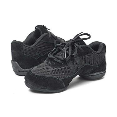Imagem de Skazz by Sansha Tênis unissex infantil para estúdio de dança de lona de camurça e sola dividida arejado (EUA 13 / Skazz G M), Preto, 18