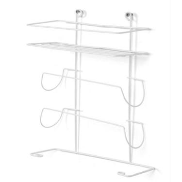 Imagem de Porta Papel Toalha Alumínio Filme Temperos Aço Branco 4 em 1 - Pra vc