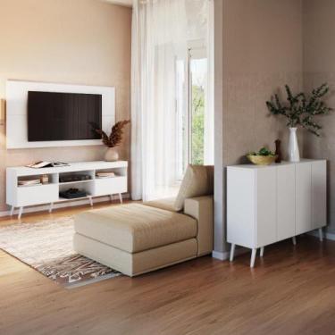 Imagem de Rack Painel TV até 65" e Aparador Retrô Multimóveis MP1095, Branco