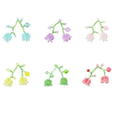 Imagem de LiQunSweet 6 peças, 6 cores, tema de flor de lírio do vale, pingentes feitos à mão com contas de sementes de vidro, pingentes de sino de trompete de primavera para joias faça você mesmo, pulseira,
