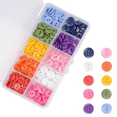 Imagem de OELFFOW Botões de Costura Redondos, Botões para Costura(10 Mm) Botões de Resina de 10 Cores para Costurar Suéter Infantil, Camisa, Artesanato Faça Você Mesmo, Botões para Artesanato, Botões de Fixação
