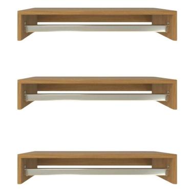 Imagem de Kit 3 Cabideiro De Parede Suspenso 80x25x11,5 Amadeirado