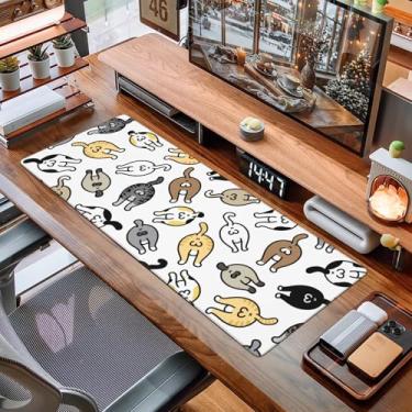 Imagem de Tapete de rato engraçado com fundo de gato, estendido, grande, para jogos, GG, grande, grande, grande, grande, grande, bordas costuradas, 80 x 29 cm, para escritório em casa