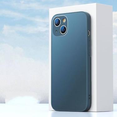 Imagem de Capa de silicone líquido de vidro temperado fosco para iPhone 13 12 Mini 11 Pro XS Max XR X 7 8 Plus SE3 Capa traseira dura verde, Marinha, para iPhone 11