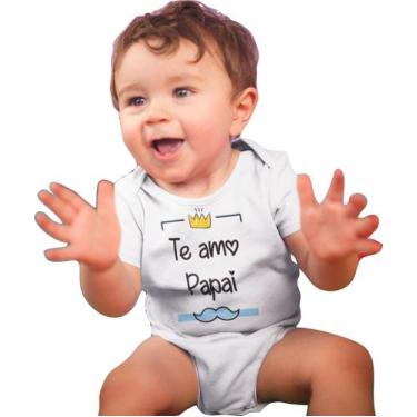 Imagem de Body De Bebê Divertido Te Amo Papai Bodie Avulso Recém Nascido Azul be