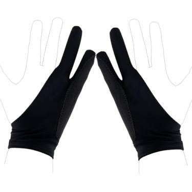 Imagem de Luva de artista de dois dedos para iPad e tablet de desenho, luvas artísticas de 18 x 7 cm, luva preta para desenho digital para mão direita e esquerda, esboços, tintas e acessórios de arte gráfica