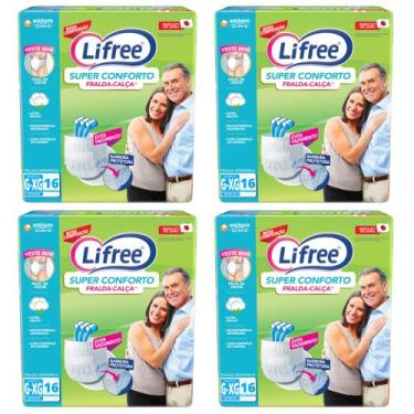 Imagem de KIT 4 Fraldas Calça Adulto Lifree Super Conforto Tamanho G/XG C/ 16 Un