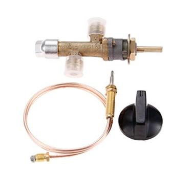 Imagem de FKJLUN Queimador de escudo de aquecedor de pátio LPG propano lareira válvula de controle de gás com termopar e botão interruptor aquecedor de pátio peça de substituição