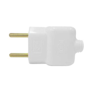 Imagem de Plug Tomada Pino Macho Prensa Cabo Fio 2P Branco 10A 250V - Ilumi