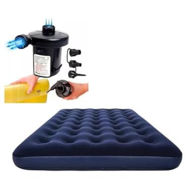 Imagem de Colchão Inflável Casal Resistente Suporta 300 Kilos + Bomba de Ar Eletrica Bivolt