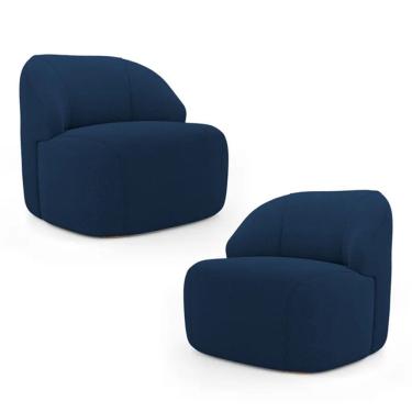 Imagem de Kit 2 Poltronas Organica Decorativa Eloa Boucle Azul - Londrilar