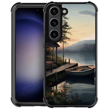 Imagem de FKBRCL4U Capa para Samsung Galaxy S23 Plus, outono lago barco acampamento padrão design gráfico menina menino silicone macio acrílico proteção contra choque para Samsung Galaxy S23 Plus