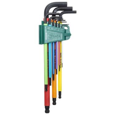 Imagem de Jogo Chaves Hexagonais Coloridas Abauladas 9 Peças Sata Colorido 1,5 Mm A 10 Mm