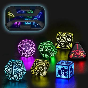 Imagem de Conjunto de dados LED FONVGOGO Light Up DND com estojo de carregamento