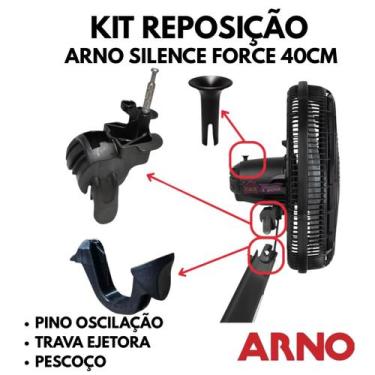 Imagem de Kit Pescoço Articulador + Pino + Trava Ejetora Ventilador Arno 40 cm S