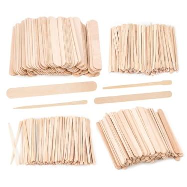 Imagem de EWVVSS 1000 Unidades de Bastões de Cera de Madeira, Bastões de Cera de Madeira Variados de 4 Estilos para Pernas Do Corpo, Aplicador de Depilação Facial, Aplicador de Espátula de Cera de Sobrancelha para Remoção de Pelos e Bastões de Artesanato Em Madeira