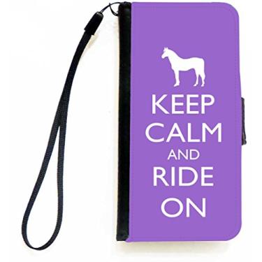 Imagem de Rikki Knight Keep Calm and Ride On - Capa carteira flip cor violeta com aba magnética para Apple iPhone 5c