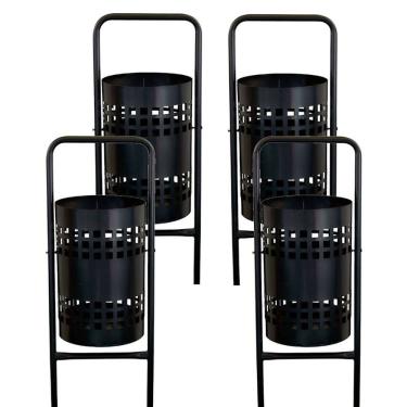 Imagem de Kit 4 Lixeiras Pátios Parques Calçada Rua Redonda Tela 113cm