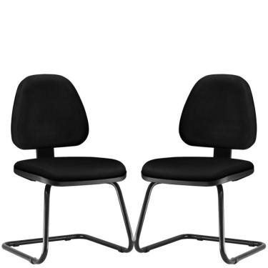 Imagem de Kit 02 Cadeiras Escritório Sky L02 Couro Sintético Preto