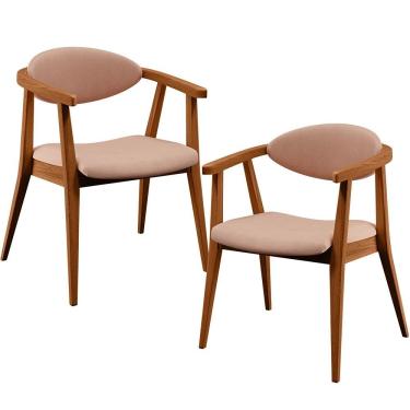 Imagem de Kit 02 Poltronas Para Sala De Estar Cecília B04 Linho Rosê