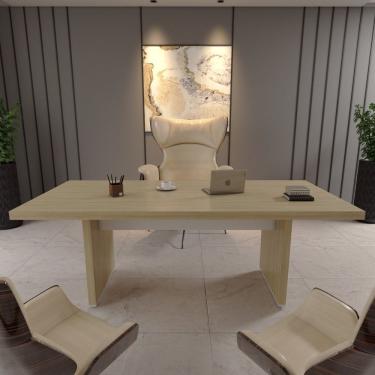 Imagem de Mesa Para Escritório Em Tamburato Executiva Artany Carvalho/branco