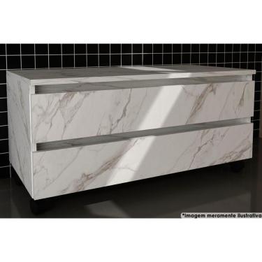 Imagem de Gabinete De Banheiro Bn3603 2 Gavetas C/ Rodízio Cor Mármore Branco - Tecno Mobili