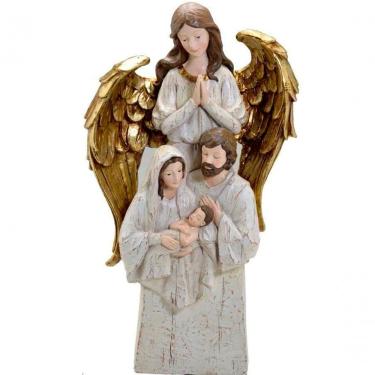 Imagem de Estatueta Sagrada Família Decorativa Em Resina Natal De 27cm
