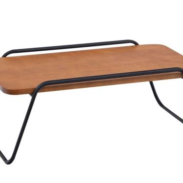 Imagem de Mesa Centro Sala Letti Estilo Industrial Decorativa Metal Madeira Preto Nozes