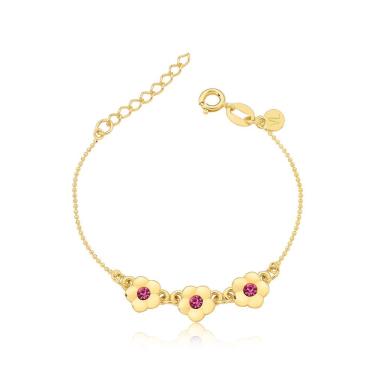 Imagem de Pulseira Infantil Florzinhas Revestida Em Ouro