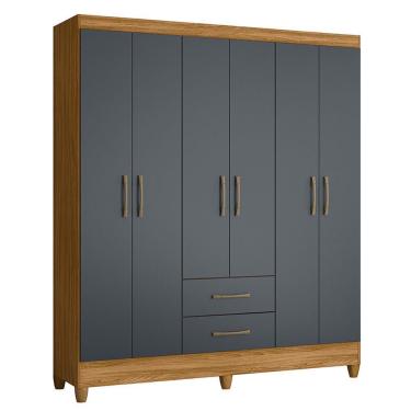 Imagem de Guarda Roupa Casal Panamá 6 Portas E 2 Gavetas Freijó/cinza - Moval