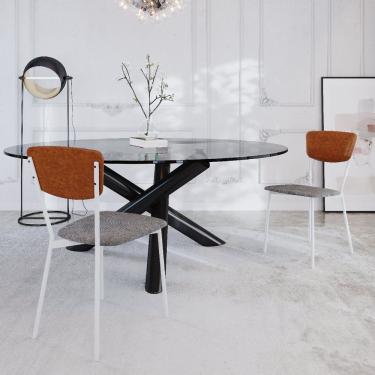 Imagem de Cadeira Fixa Estofada Vintage Retrô Com 2 Unidades Prata-caramelo-branco