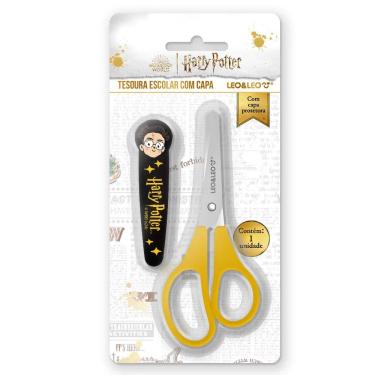 Imagem de Tesoura Escolar Harry Potter Com Capa Protetora Leo&leo Amarelo