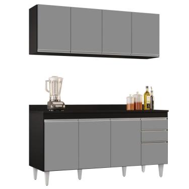 Imagem de Armário Aéreo Nevada E Balcão Para Pia Com Tampo 160cm Arkansas Preto-cinza - Lumil