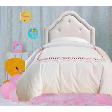 Imagem de Cabeceira Solteiro Cristal Branco Tachas Prateadas 65X90 - Brilhos Mel