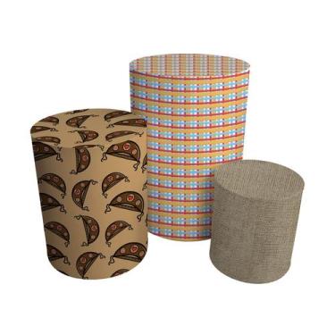 Imagem de Trio Capas Para Cilindro Versátil Festa Junina Tradição  C/ Elástico -