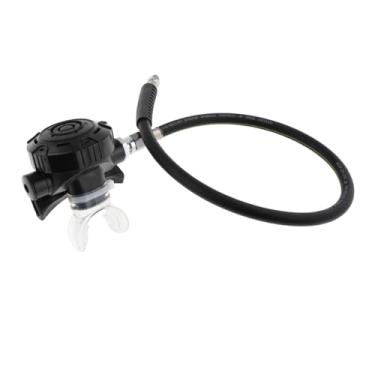Imagem de Pegciuho Snorkel de mergulho regulador de 2º estágio respirador de mergulho tubo de respiração controlador de respiração ajustável acessório com bocal, Preto