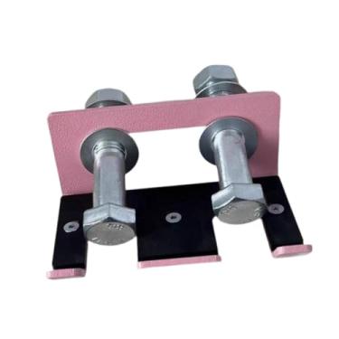 Imagem de oshhni Suporte de barra para rack de agachamento, suporte duplo para barra de curl, economiza espaço para rack de energia, garagem, academia, para barra, Rosa