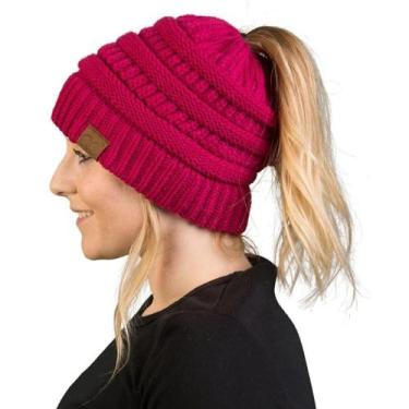 Imagem de Touca Inverno Gorro de Lã Feminina Com Furo Para Rabo De Cavalo - Supr
