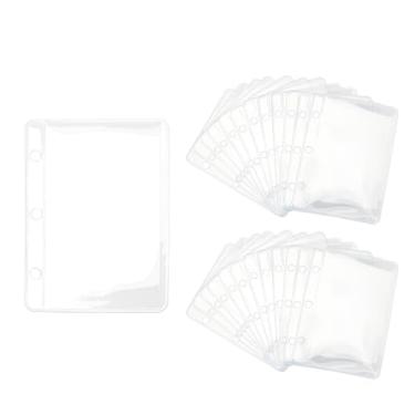 Imagem de 24 peças mini A9 bolsos para fichário transparentes envelopes de dinheiro sem zipless pasta de orçamento, inserções de bolsa, protetores de folhas para 3 fichários, organizador de fotos, cartões, notas (bolso para fichário A9)