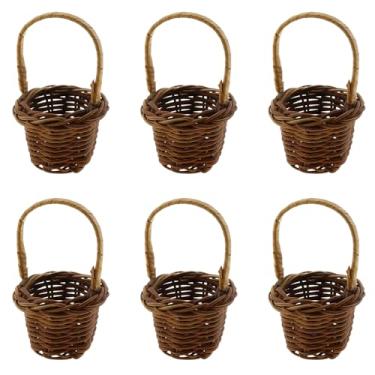 Imagem de ZZHXSM 6 mini cestas de tecido com alças, pequenas cestas de presente de doces, mini cestas de flores para lembrancinhas de festa de casamento, decoração de artesanato