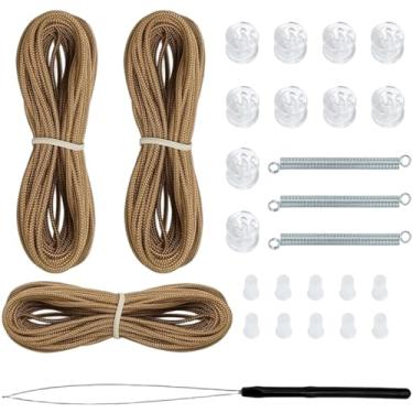 Imagem de JZLEJC Kit de reparo de persiana para trailer, reparo de janela plissada com corda de puxar, dispositivo de mola, polia, plugue e rosqueamento