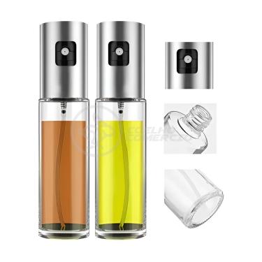 Imagem de Kit 2 Spray Pulverizador De óleo Azeite E Vinagre Borrifador Culinário De Aço Inoxidável 100ml
